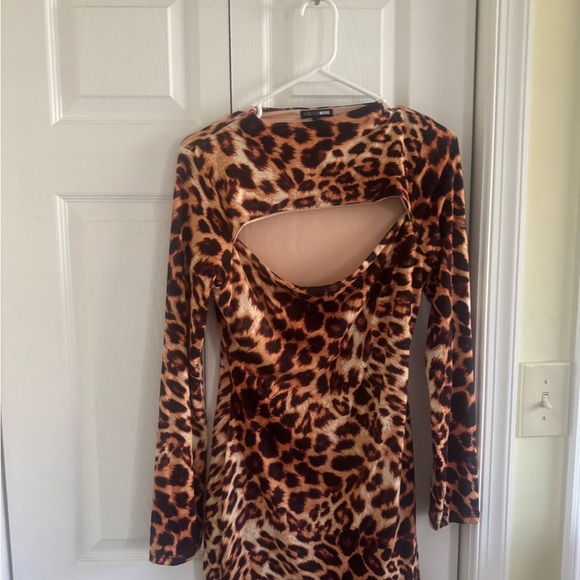 Leopard Print Long Sleeve Dress - Picture 3 of 5